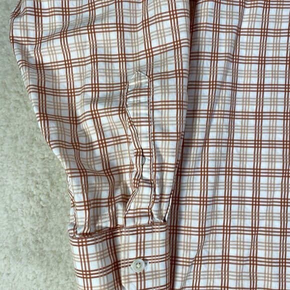 Banana Republic Shirt Mens Sz XXL Orange Plaid Cotton Button Up Long Sleeve 2XL - Picture 4 of 10